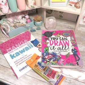 You Can Draw It All & Manga For The Beginner Kawaii Drawing Books & Pencils Lot